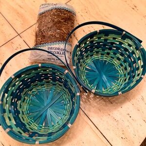 Artisan Blue and Green Woven Baskets